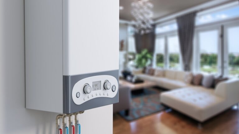 Combi,Boiler,On,The,Wall.,3d,Illustration.