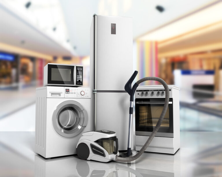 Home,Appliances,Group,Of,White,Refrigerator,Washing,Machine,Stove,Microwave